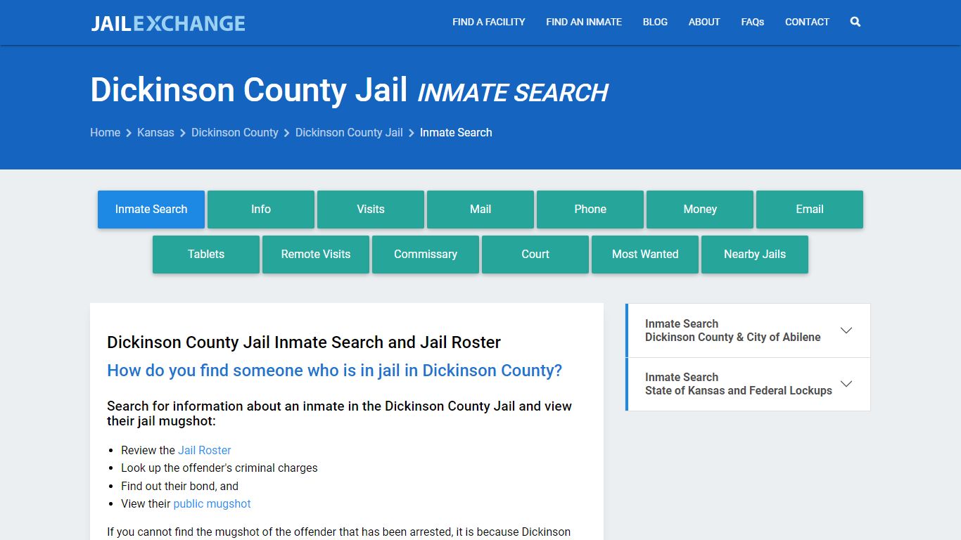 Inmate Search: Roster & Mugshots - Dickinson County Jail, KS